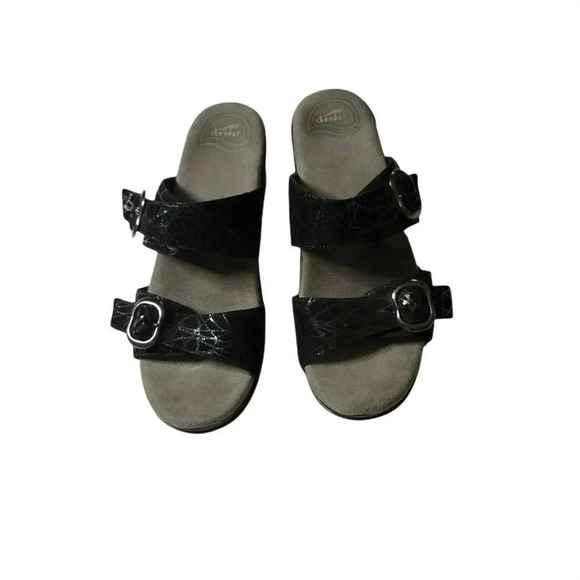 Dansko slip on Black Double Strap Clog wedged Sandal size 39 women's - Picture 1 of 7